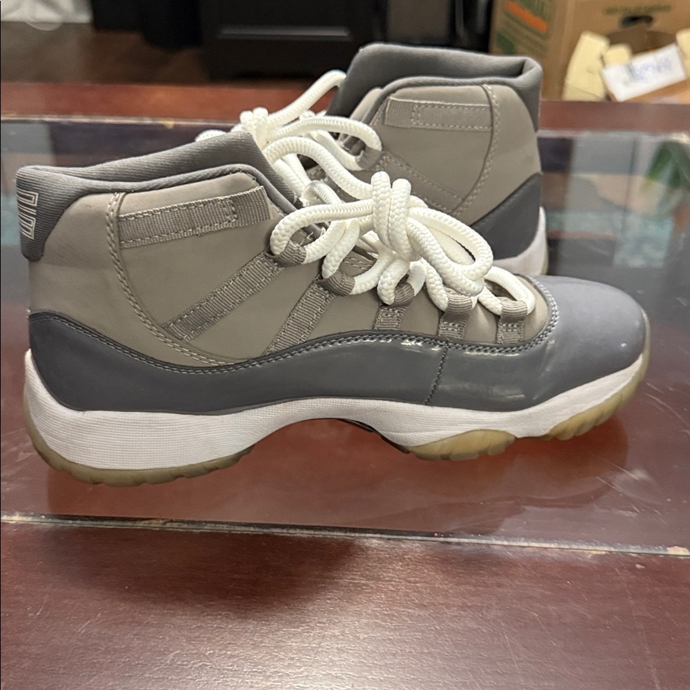 Jordan Gray and White High-Top Sneakers - Picture 5 of 7